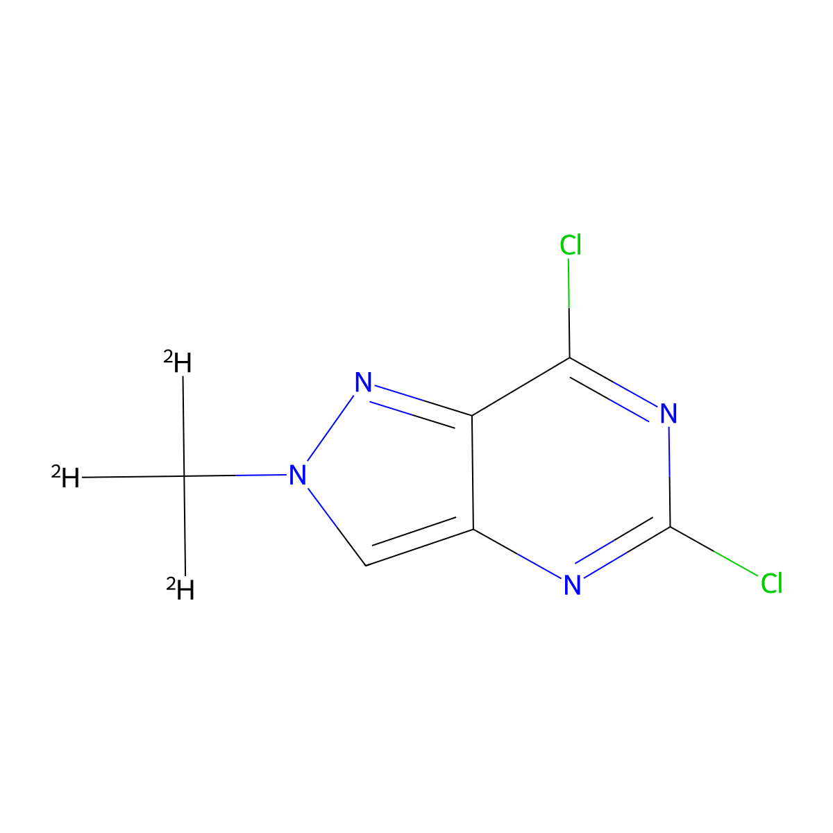 5,7-Dichloro-2-(trideuteriomethyl)pyrazolo[4,3-d]pyrimidine molecular structure, CAS 1630907-06-0