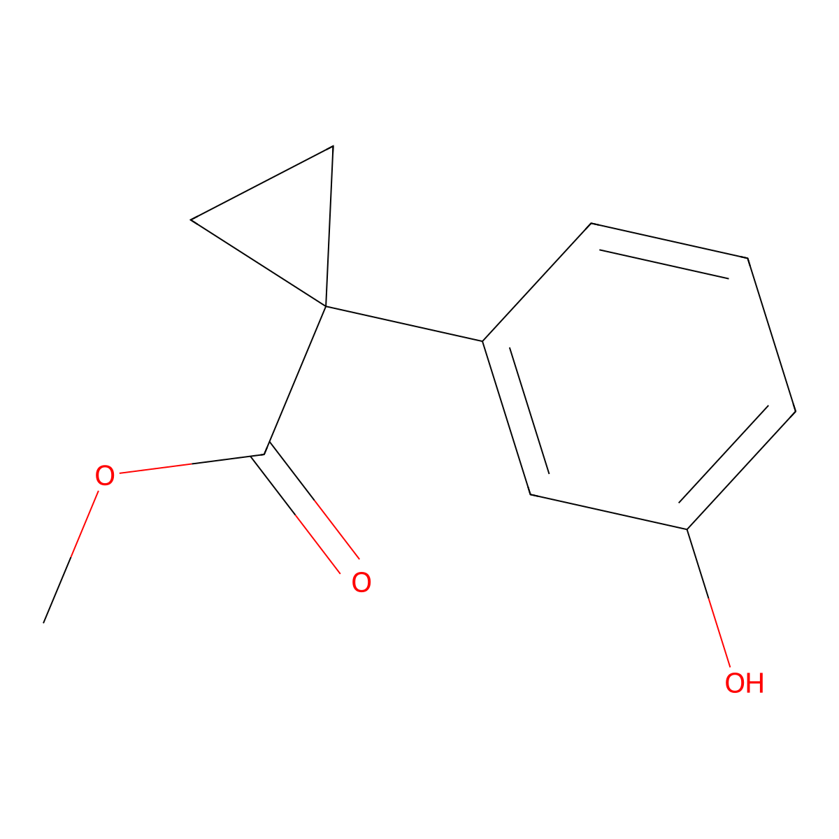 Methyl 1-(3-hydroxyphenyl)cyclopropane-1-carboxylate molecular structure, CAS 1630907-12-8