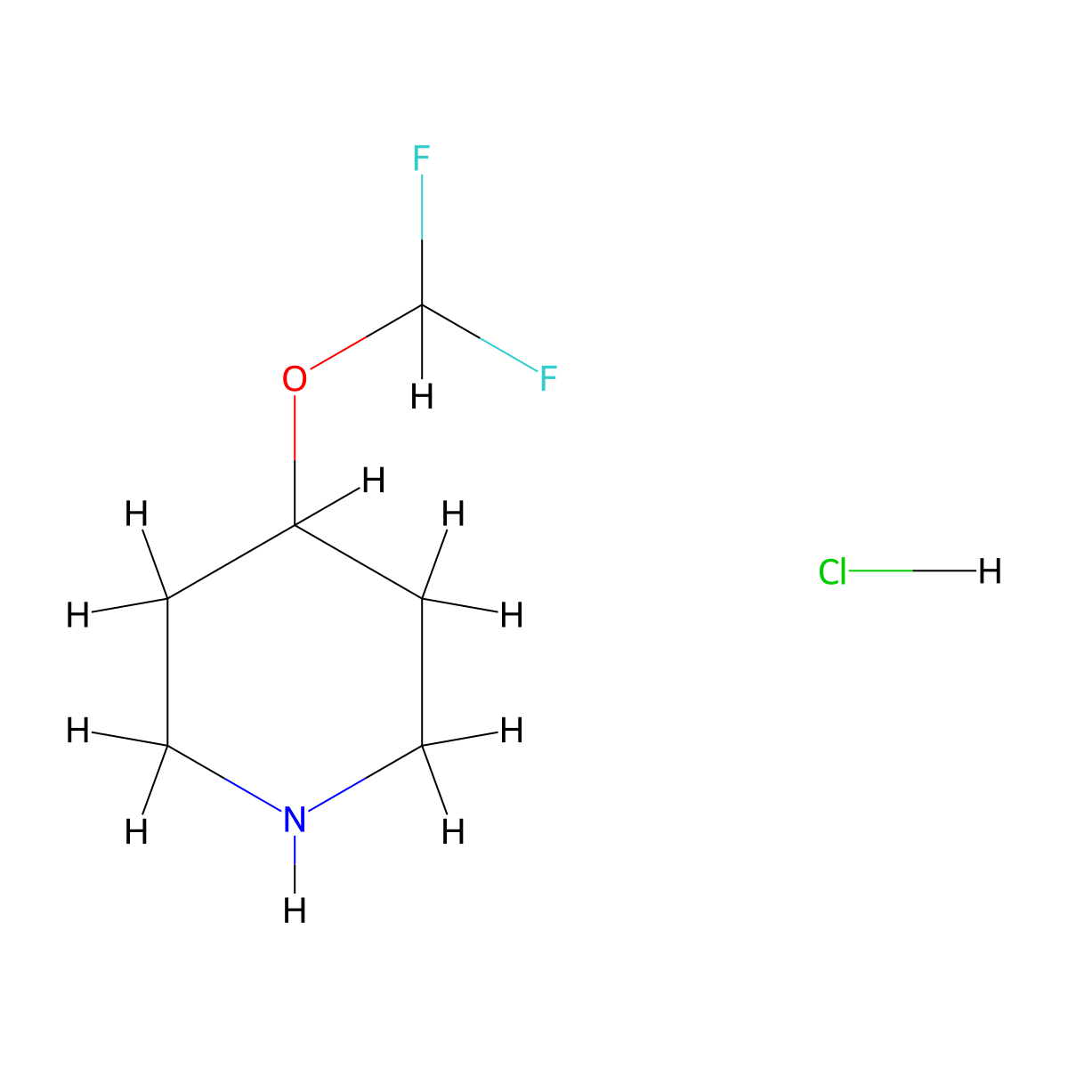 4-(Difluoromethoxy)piperidine hydrochloride molecular structure, CAS 1630907-16-2