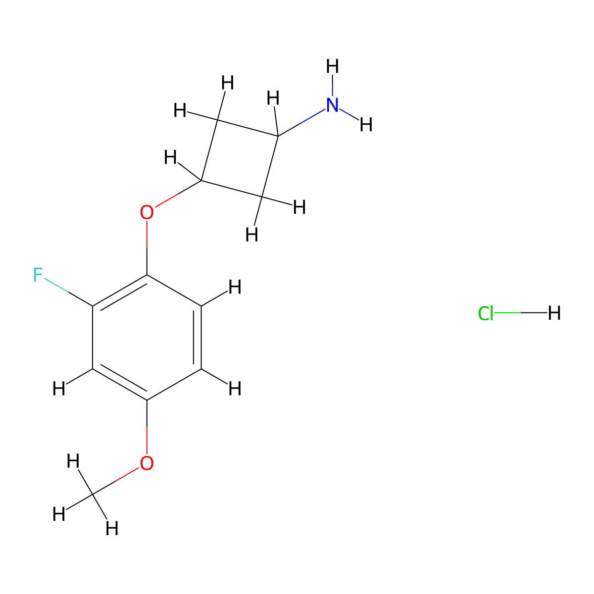 trans-3-(2-Fluoro-4-methoxyphenoxy)cyclobutanamine hydrochloride molecular structure, CAS 1630907-23-1