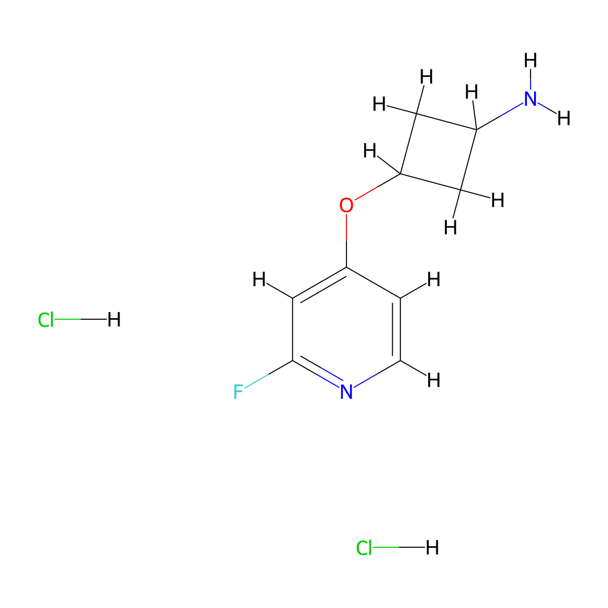 trans-3-((2-Fluoropyridin-4-yl)oxy)cyclobutanamine dihydrochloride molecular structure, CAS 1630907-34-4
