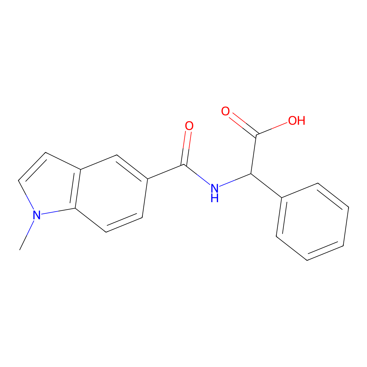 (2R)-2-[(1-Methyl-1H-indol-5-yl)formamido]-2-phenylacetic acid molecular structure, CAS 1630910-67-6