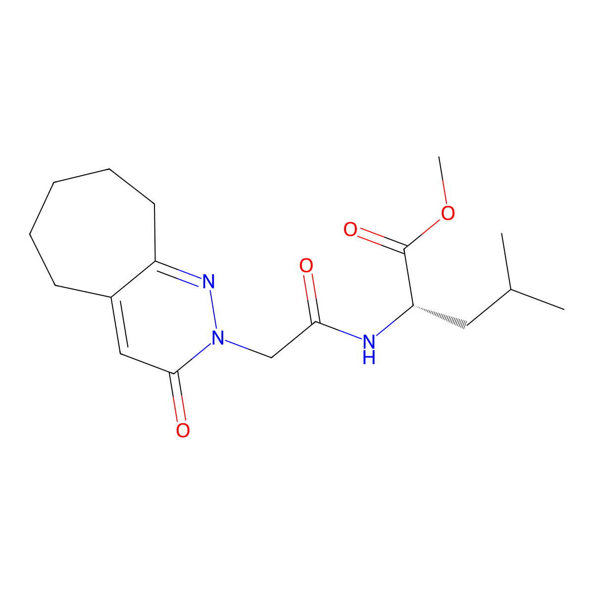(S)-methyl 4-methyl-2-(2-(3-oxo-3,5,6,7,8,9-hexahydro-2H-cyclohepta[c]pyridazin-2-yl)acetamido)pentanoate molecular structure, CAS 1630913-54-0