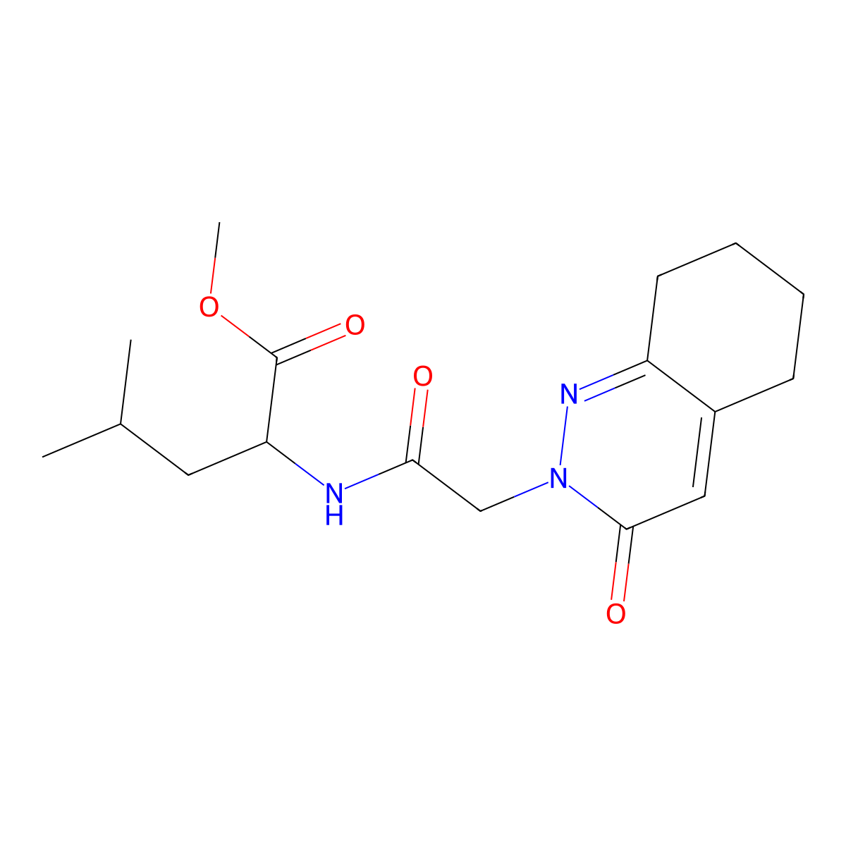 (S)-methyl 4-methyl-2-(2-(3-oxo-5,6,7,8-tetrahydrocinnolin-2(3H)-yl)acetamido)pentanoate molecular structure, CAS 1630914-75-8