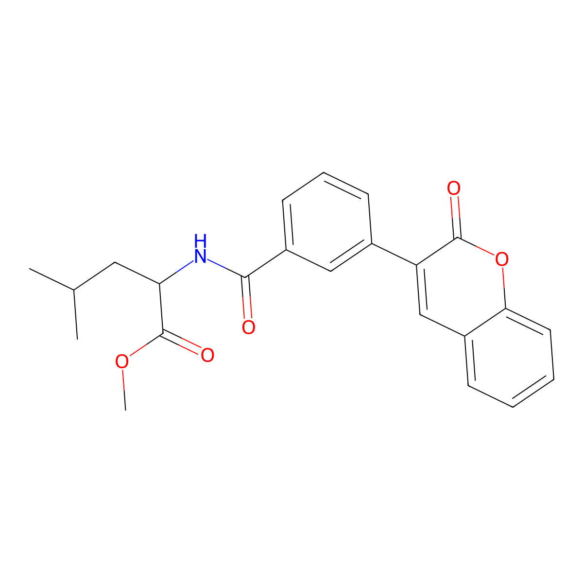 (S)-methyl 4-methyl-2-(3-(2-oxo-2H-chromen-3-yl)benzamido)pentanoate molecular structure, CAS 1630914-77-0