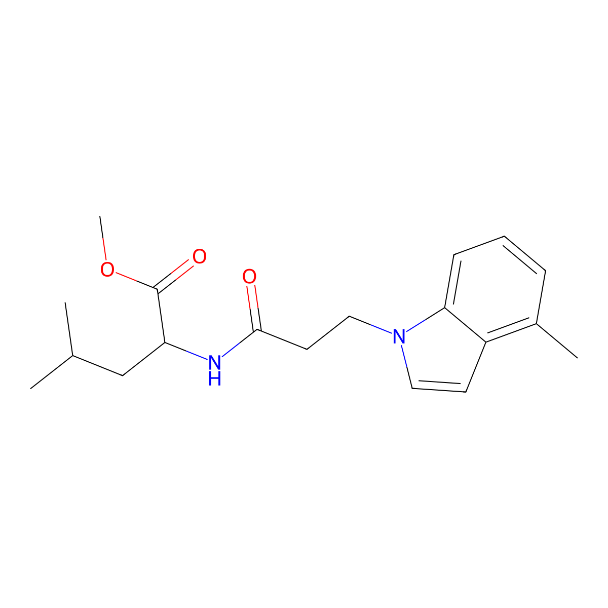 (S)-methyl 4-methyl-2-(3-(4-methyl-1H-indol-1-yl)propanamido)pentanoate molecular structure, CAS 1630935-61-3
