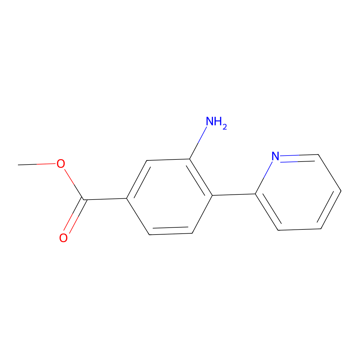 Methyl 3-amino-4-(pyridin-2-yl)benzoate molecular structure, CAS 1630952-84-9