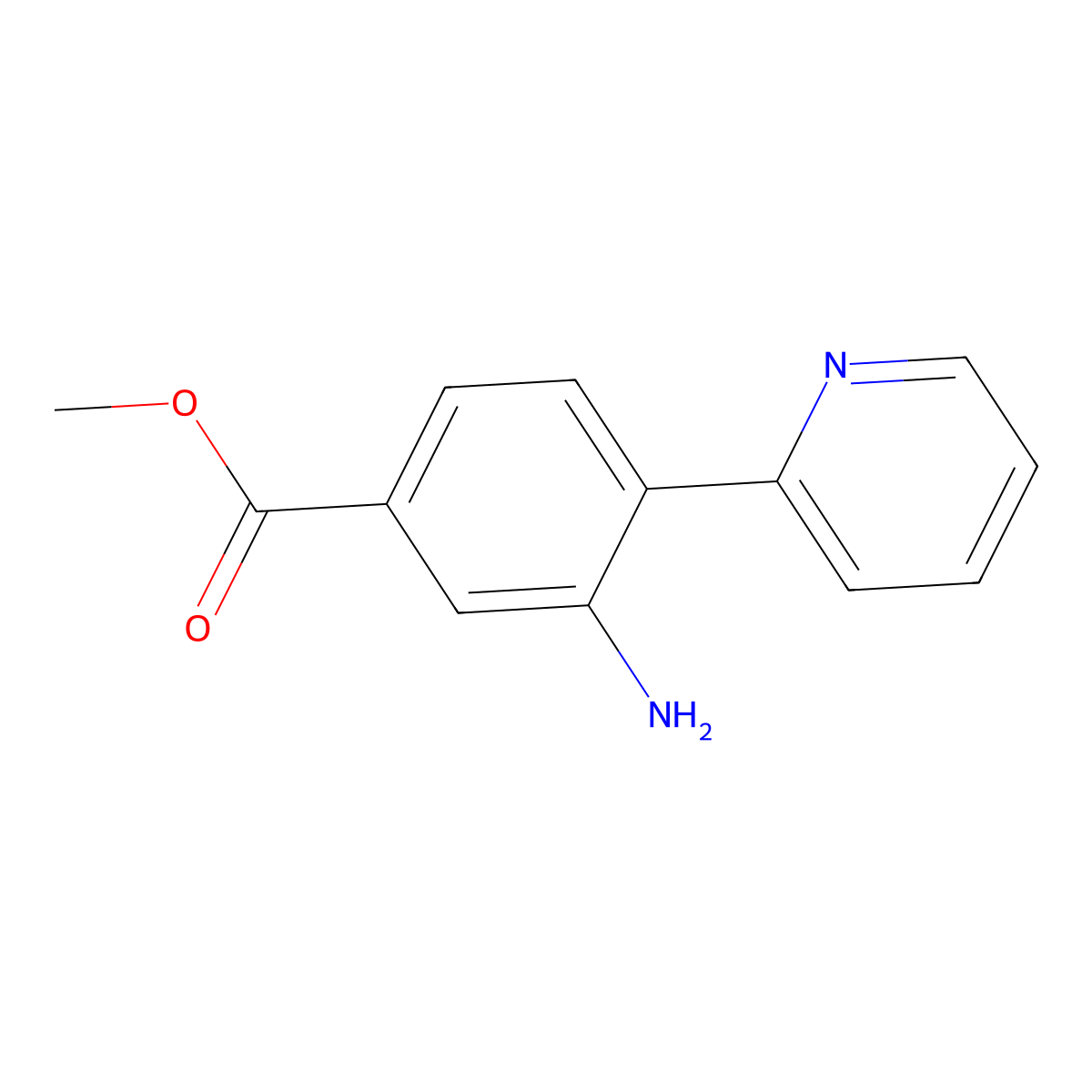 Methyl 3-amino-4-(pyridin-2-yl)benzoate molecular structure, CAS 1630952-84-9
