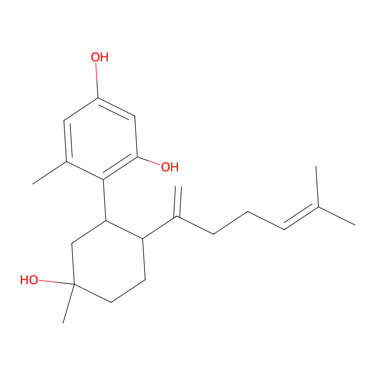 4-[5-Hydroxy-5-methyl-2-(6-methylhepta-1,5-dien-2-yl)cyclohexyl]-5-methylbenzene-1,3-diol molecular structure, CAS 1630970-05-6