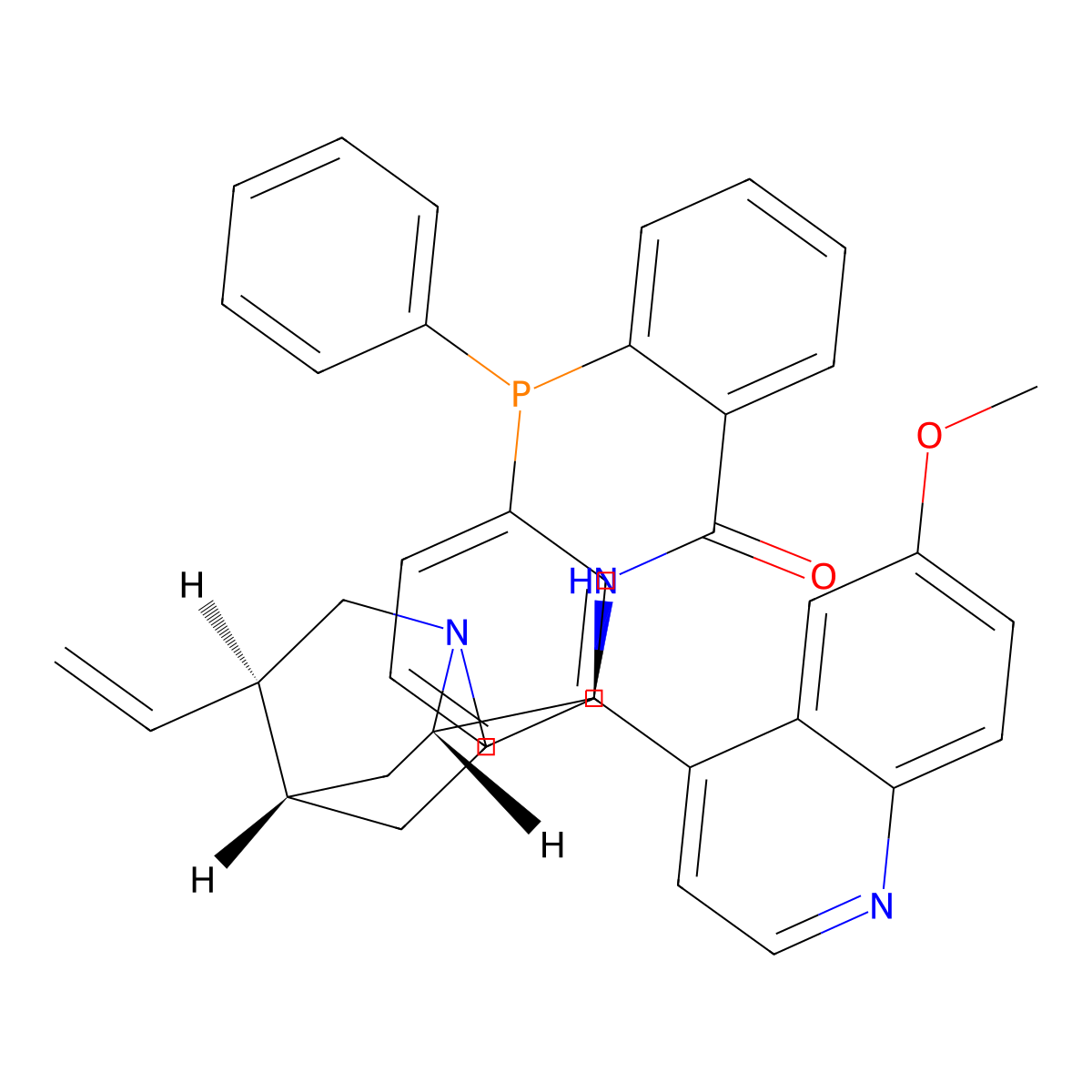 2-(Diphenylphosphino)-N-((S)-(6-methoxyquinolin-4-yl)((1S,2S,4S,5R)-5-vinylquinuclidin-2-yl)methyl)benzamide molecular structure, CAS 1630973-03-3