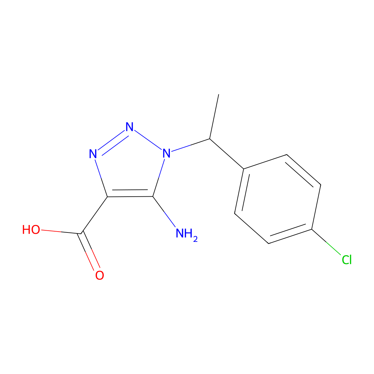 5-Amino-1-(1-(4-chlorophenyl)ethyl)-1H-1,2,3-triazole-4-carboxylic acid molecular structure, CAS 1630980-41-4