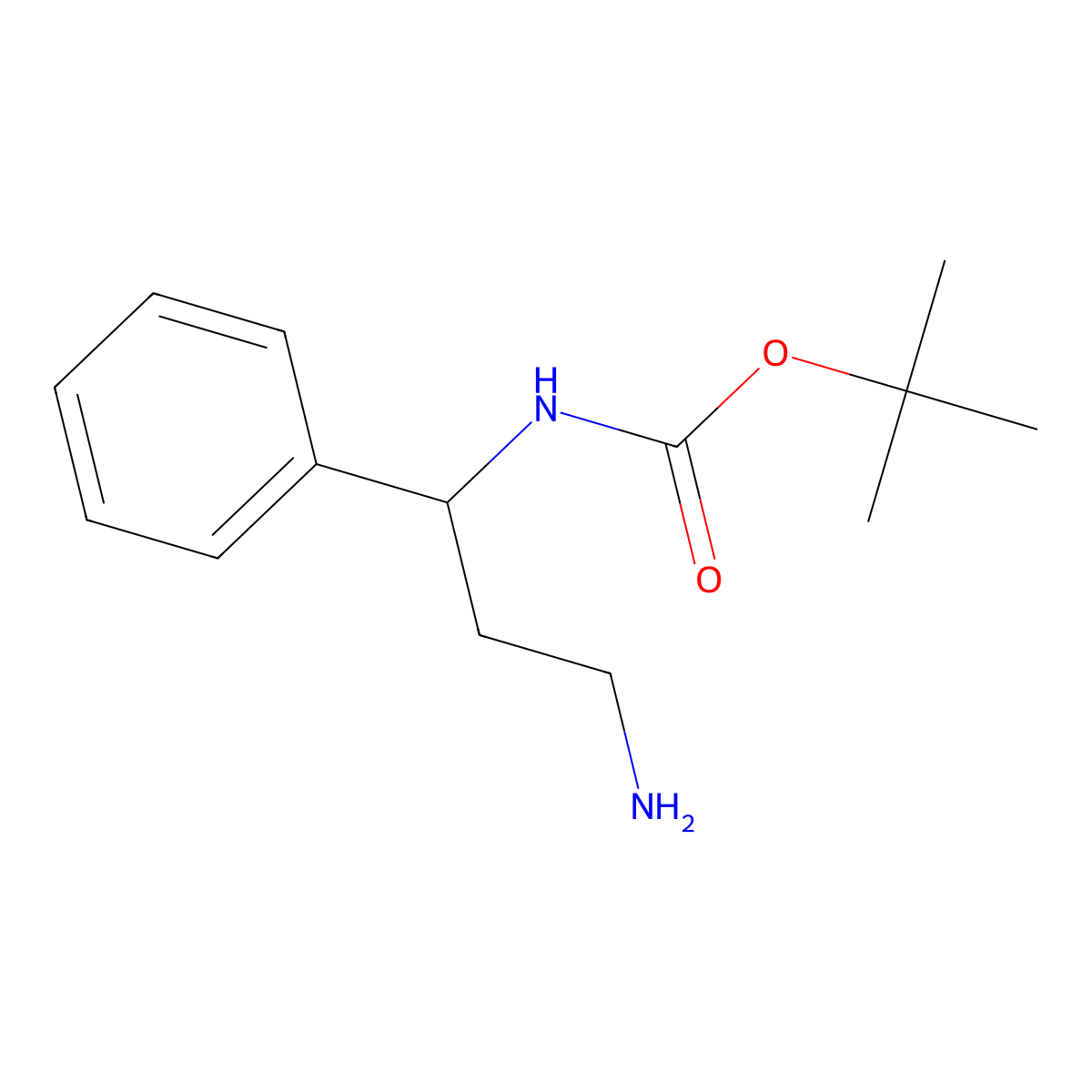tert-butyl N-[(1S)-3-amino-1-phenylpropyl]carbamate molecular structure, CAS 1630982-20-5