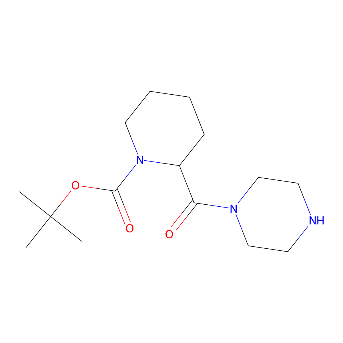 tert-butyl (2S)-2-(piperazine-1-carbonyl)piperidine-1-carboxylate molecular structure, CAS 1630985-35-1