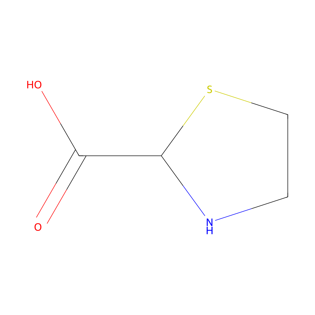 Thiazolidine-2-carboxylic acid molecular structure, CAS 16310-13-7