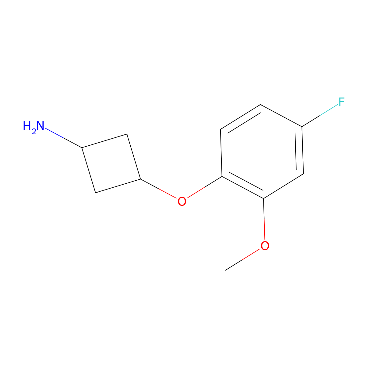 3-(4-Fluoro-2-methoxyphenoxy)cyclobutan-1-amine molecular structure, CAS 1631027-06-9