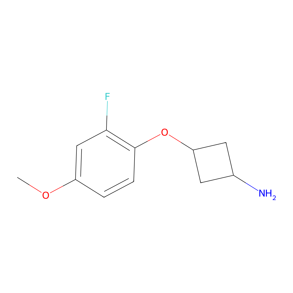 3-(2-Fluoro-4-methoxyphenoxy)cyclobutan-1-amine molecular structure, CAS 1631027-14-9