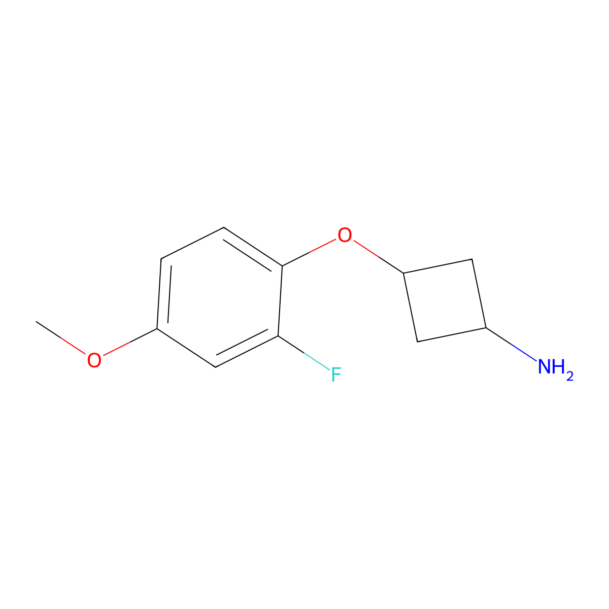 3-(2-Fluoro-4-methoxyphenoxy)cyclobutan-1-amine molecular structure, CAS 1631027-14-9