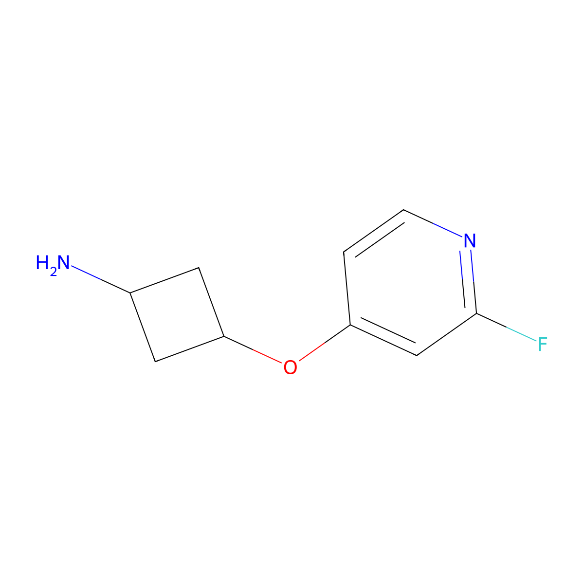 trans-3-[(2-Fluoro-4-pyridyl)oxy]cyclobutanamine molecular structure, CAS 1631027-16-1
