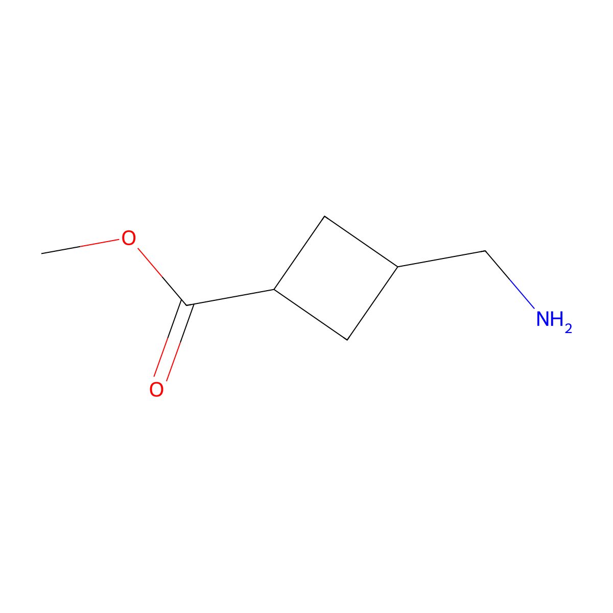 Methyl 3-(aminomethyl)cyclobutane-1-carboxylate molecular structure, CAS 1631027-18-3