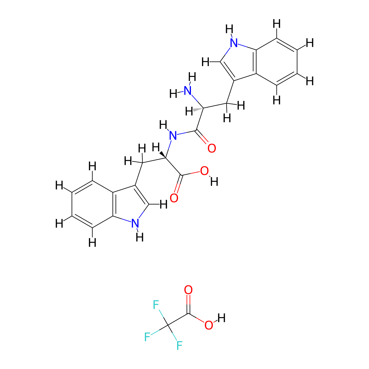 (S)-2-((S)-2-Amino-3-(1H-indol-3-yl)propanamido)-3-(1H-indol-3-yl)propanoic acid 2,2,2-trifluoroacetate molecular structure, CAS 1631031-74-7