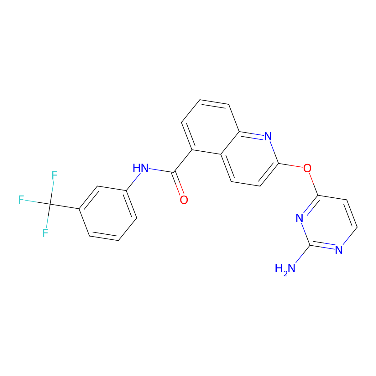 2-((2-Aminopyrimidin-4-yl)oxy)-N-(3-(trifluoromethyl)phenyl)quinoline-5-carboxamide molecular structure, CAS 1631035-78-3