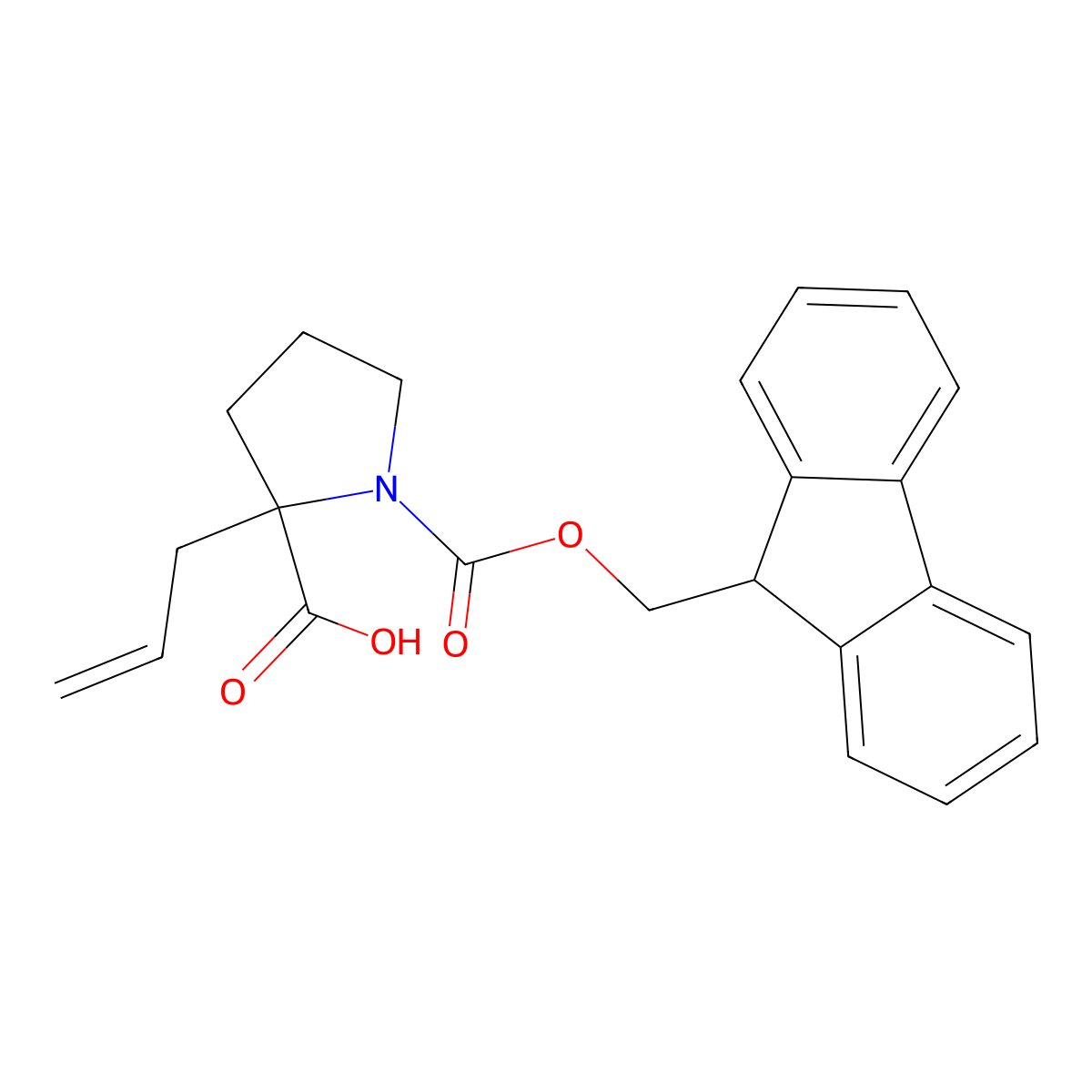 (R)-1-(((9H-Fluoren-9-YL)methoxy)carbonyl)-2-allylpyrrolidine-2-carboxylic acid molecular structure, CAS 1631046-97-3