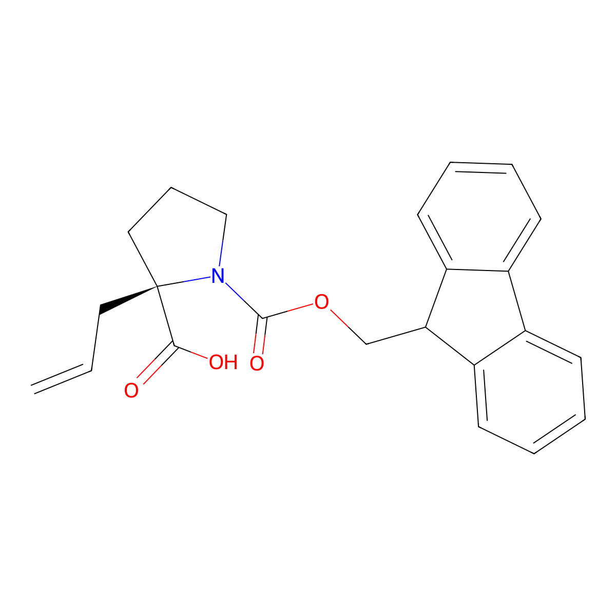 (R)-1-(((9H-Fluoren-9-YL)methoxy)carbonyl)-2-allylpyrrolidine-2-carboxylic acid molecular structure, CAS 1631046-97-3