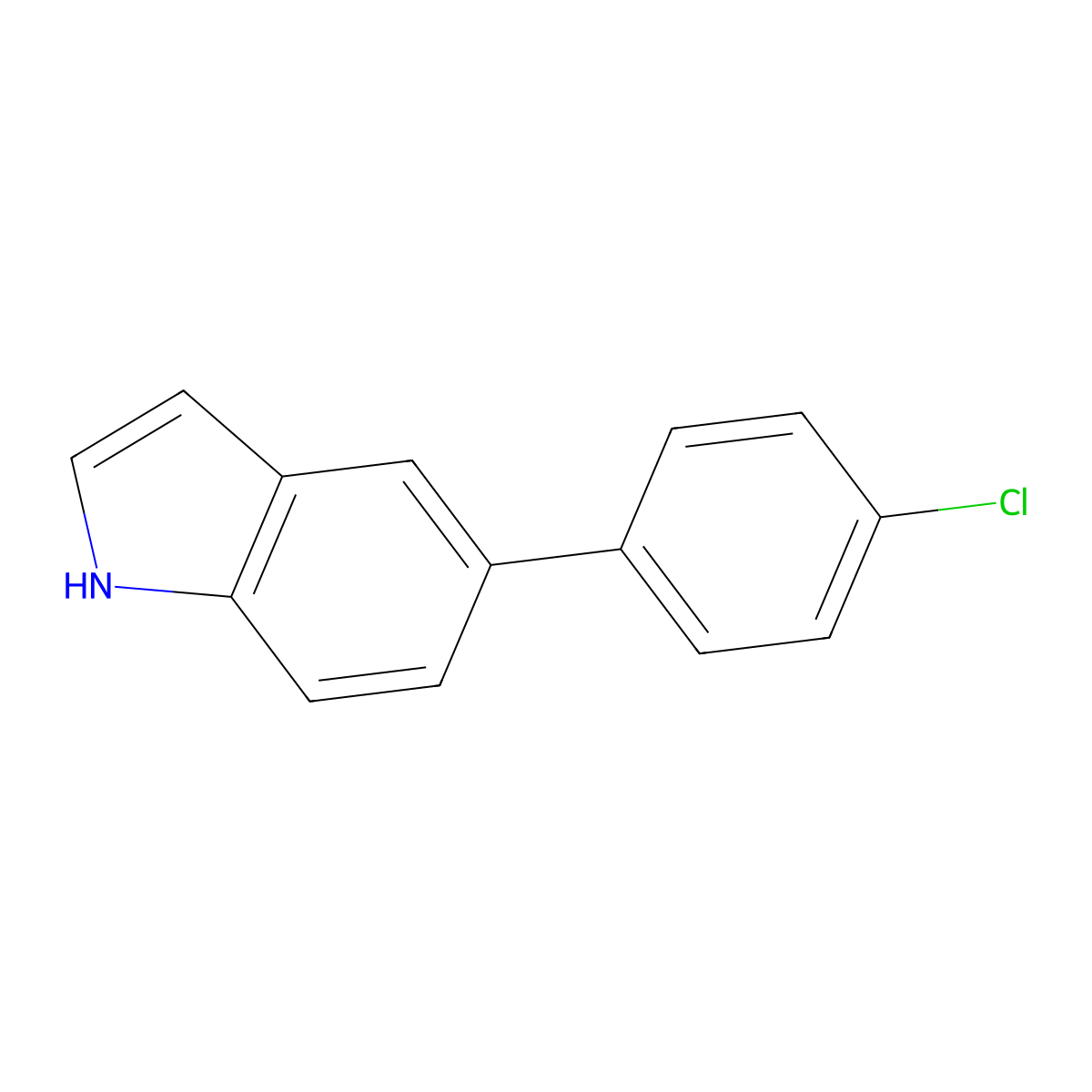 5-(4-chlorophenyl)-1H-indole molecular structure, CAS 163105-64-4