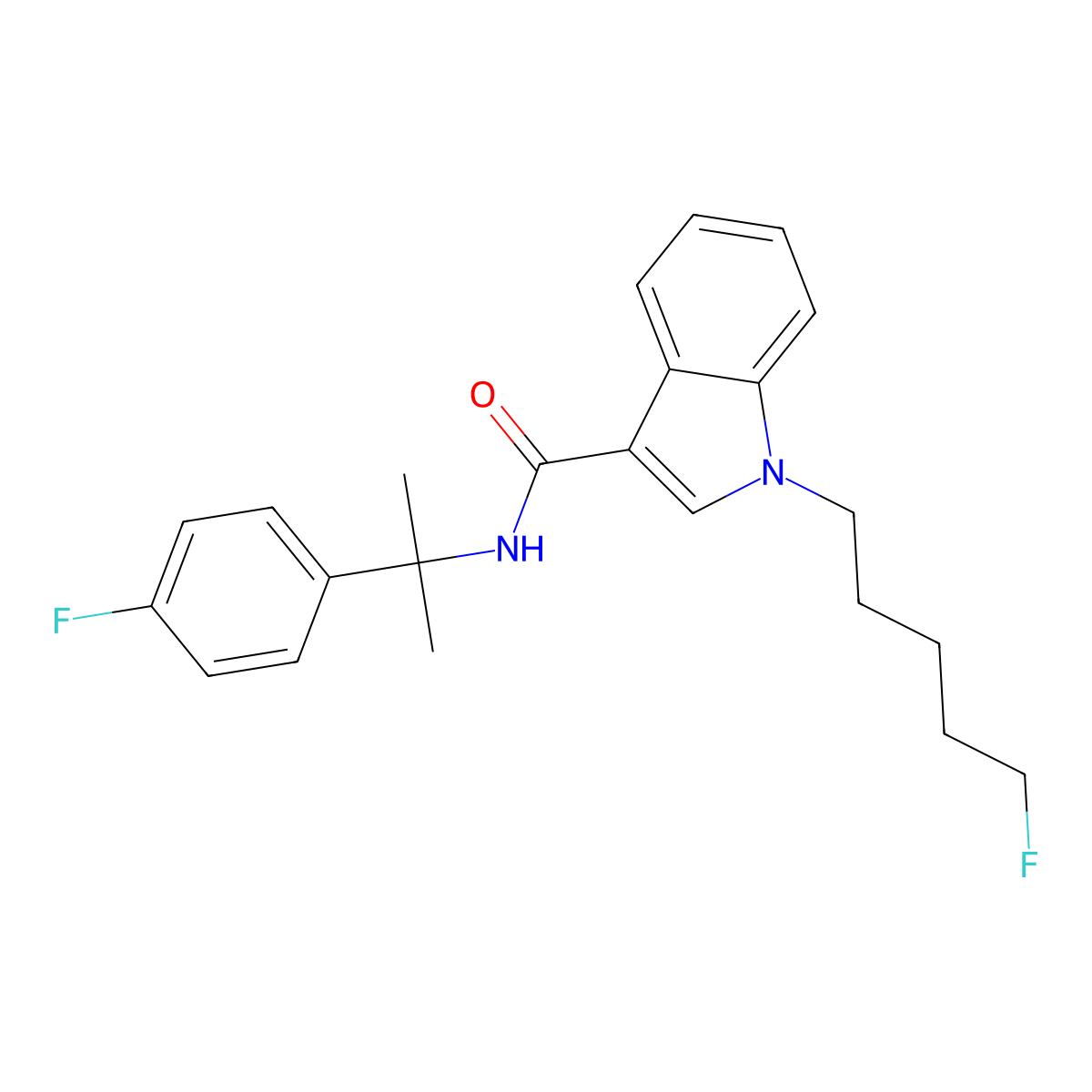 1-(5-fluoropentyl)-N-[1-(4-fluorophenyl)-1-methylethyl]-1H-indole-3-carboxamide molecular structure, CAS 1631074-52-6