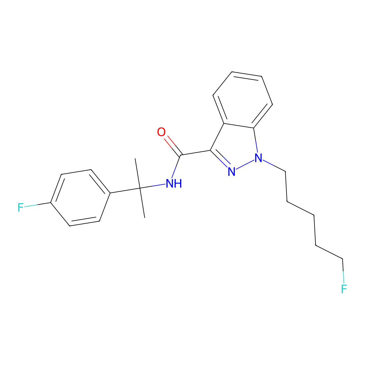 1-(5-fluoropentyl)-N-[1-(4-fluorophenyl)-1-methylethyl]-1H-indazole-3-carboxamide molecular structure, CAS 1631074-53-7