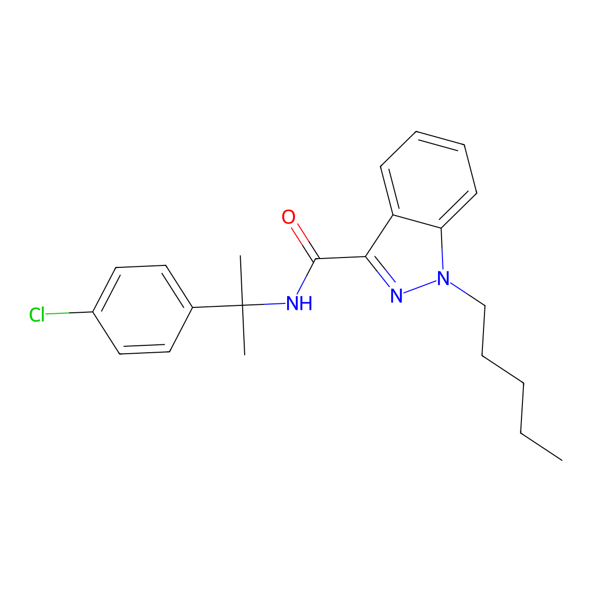 N-[1-(4-chlorophenyl)-1-methylethyl]-1-pentyl-1H-indazole-3-carboxamide molecular structure, CAS 1631074-65-1