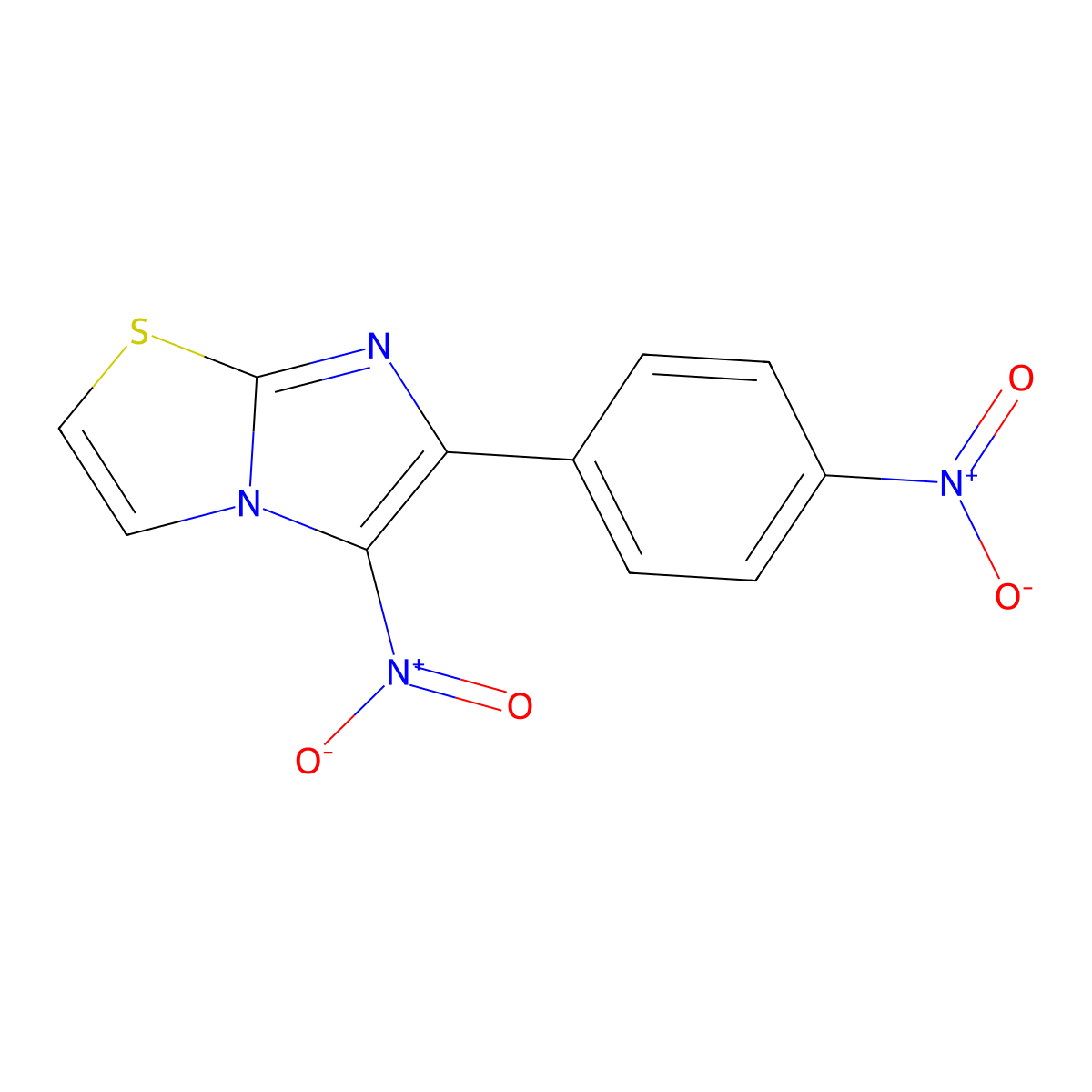 Imidazo(2,1-b)thiazole, 5-nitro-6-(p-nitrophenyl)- molecular structure, CAS 16311-38-9