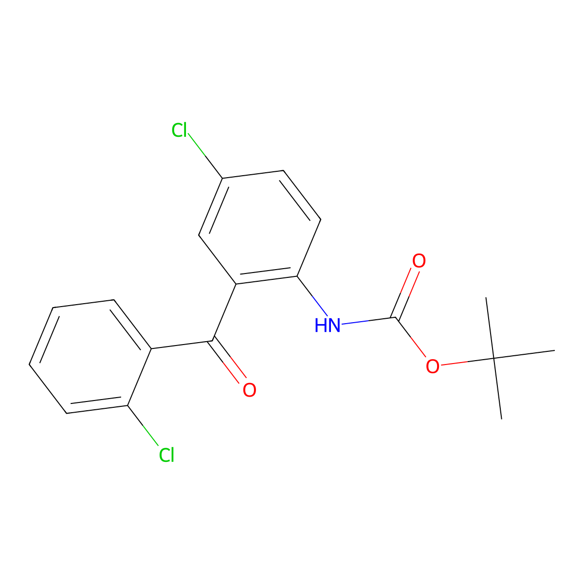 tert-butyl N-[4-chloro-2-(2-chlorobenzoyl)phenyl]carbamate molecular structure, CAS 1631144-83-6