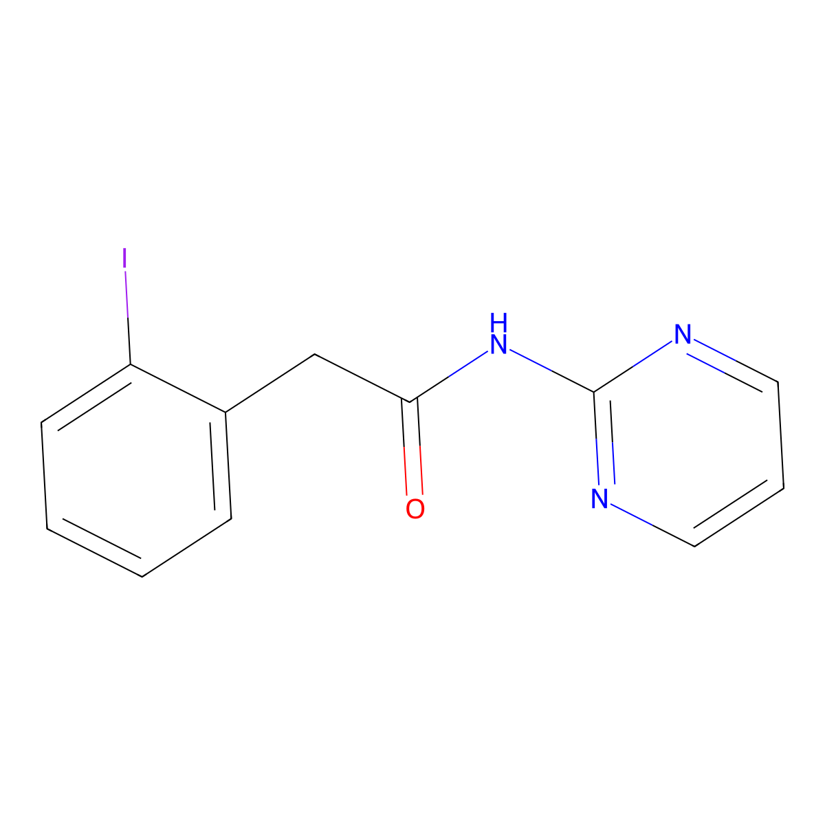 2-Iodo-N-2-pyrimidinylbenzeneacetamide molecular structure, CAS 163119-20-8