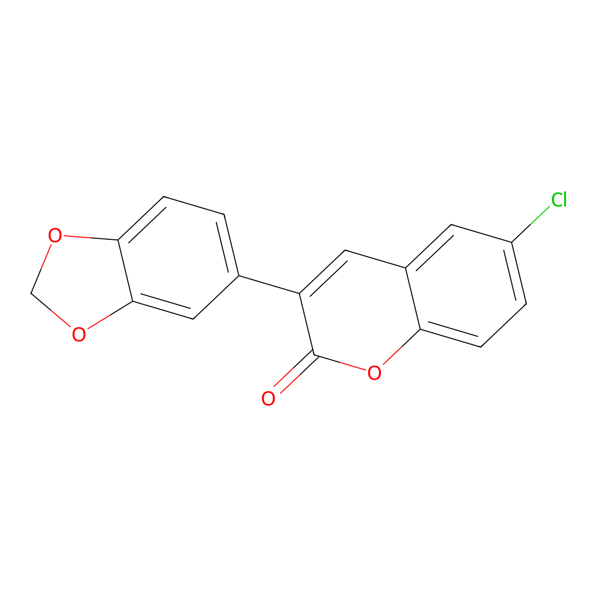 3-(benzo[d][1,3]dioxol-5-yl)-6-chloro-2H-chromen-2-one molecular structure, CAS 163130-52-7