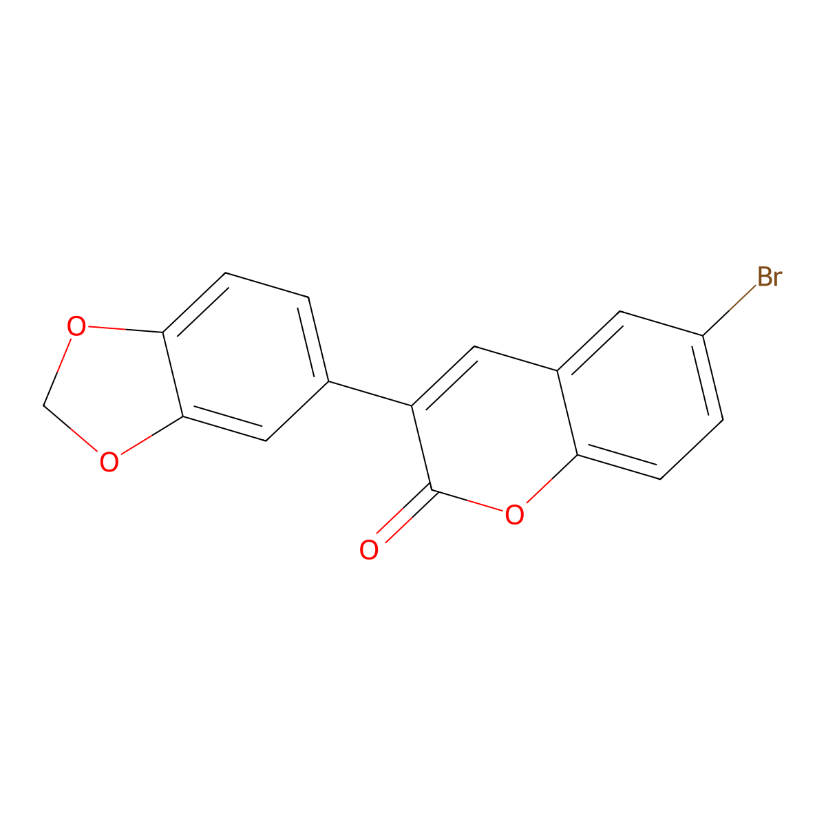 3-(benzo[d][1,3]dioxol-5-yl)-6-bromo-2H-chromen-2-one molecular structure, CAS 163130-54-9