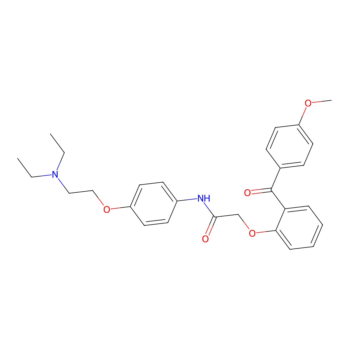 N-[4-(2-diethylaminoethyloxy)phenyl]-2-[2-(4-methoxybenzoyl)phenoxy]acetamide molecular structure, CAS 163130-64-1