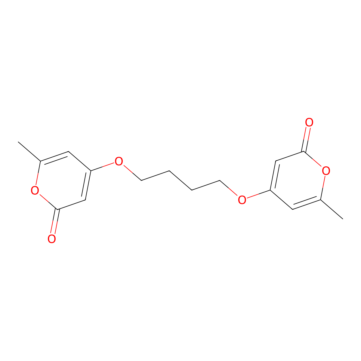 6-Methyl-4-[4-(6-methyl-2-oxopyran-4-yloxy)butoxy]pyran-2-one molecular structure, CAS 163132-17-0