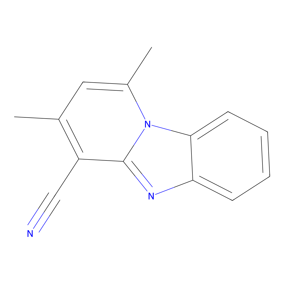 1,3-Dimethylpyrido[1,2-a]benzimidazole-4-carbonitrile molecular structure, CAS 16314-95-7
