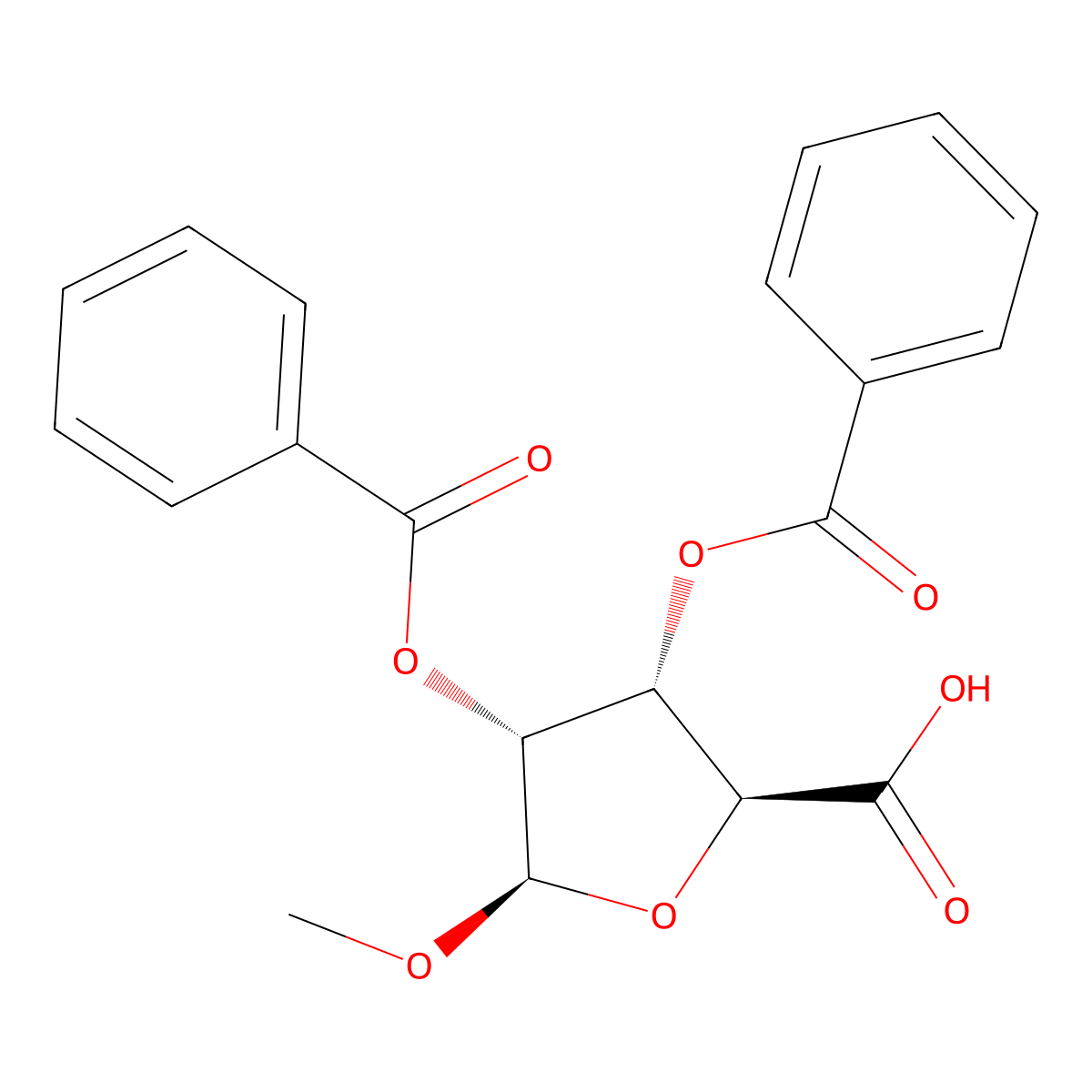 (2S,3S,4R,5R)-3,4-Bis(benzoyloxy)-5-methoxytetrahydrofuran-2-carboxylic Acid molecular structure, CAS 163152-37-2