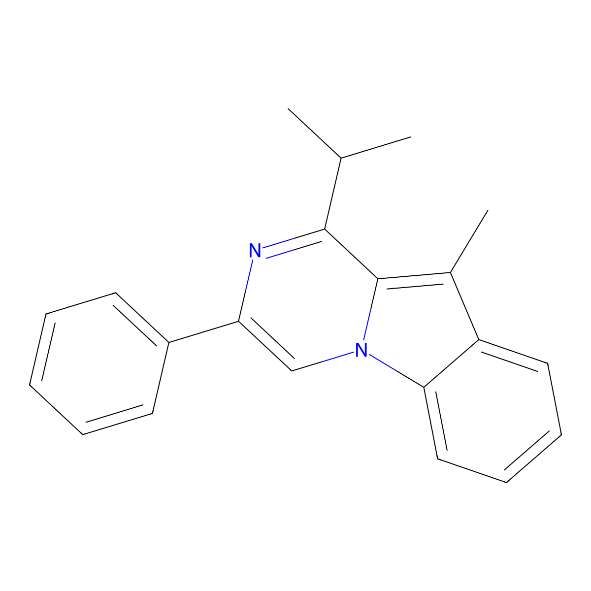 10-Methyl-3-phenyl-1-propan-2-ylpyrazino[1,2-a]indole molecular structure, CAS 163158-91-6