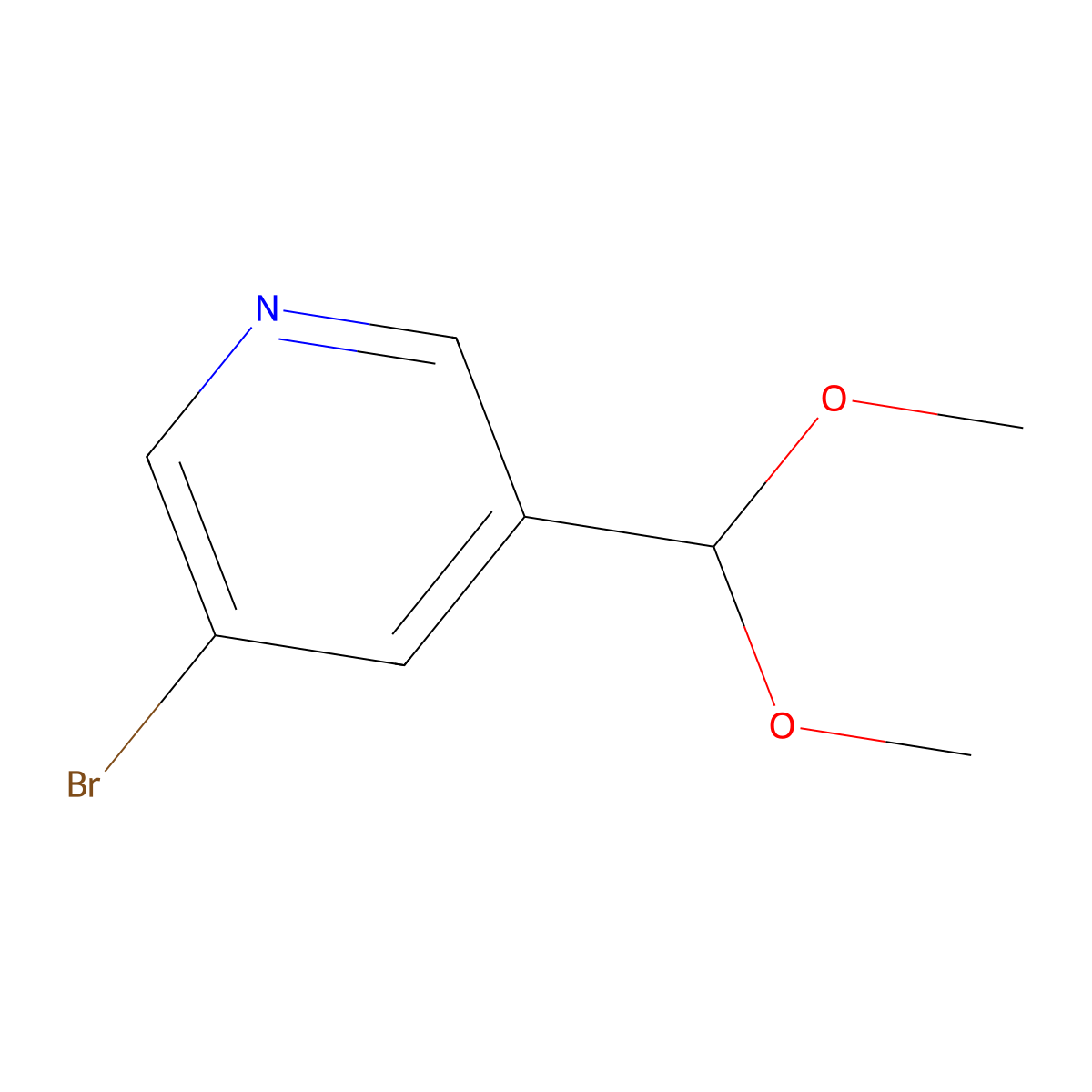 3-Bromo-5-(dimethoxymethyl)pyridine molecular structure, CAS 163163-79-9