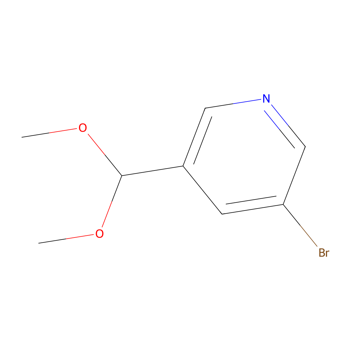 3-Bromo-5-(dimethoxymethyl)pyridine molecular structure, CAS 163163-79-9