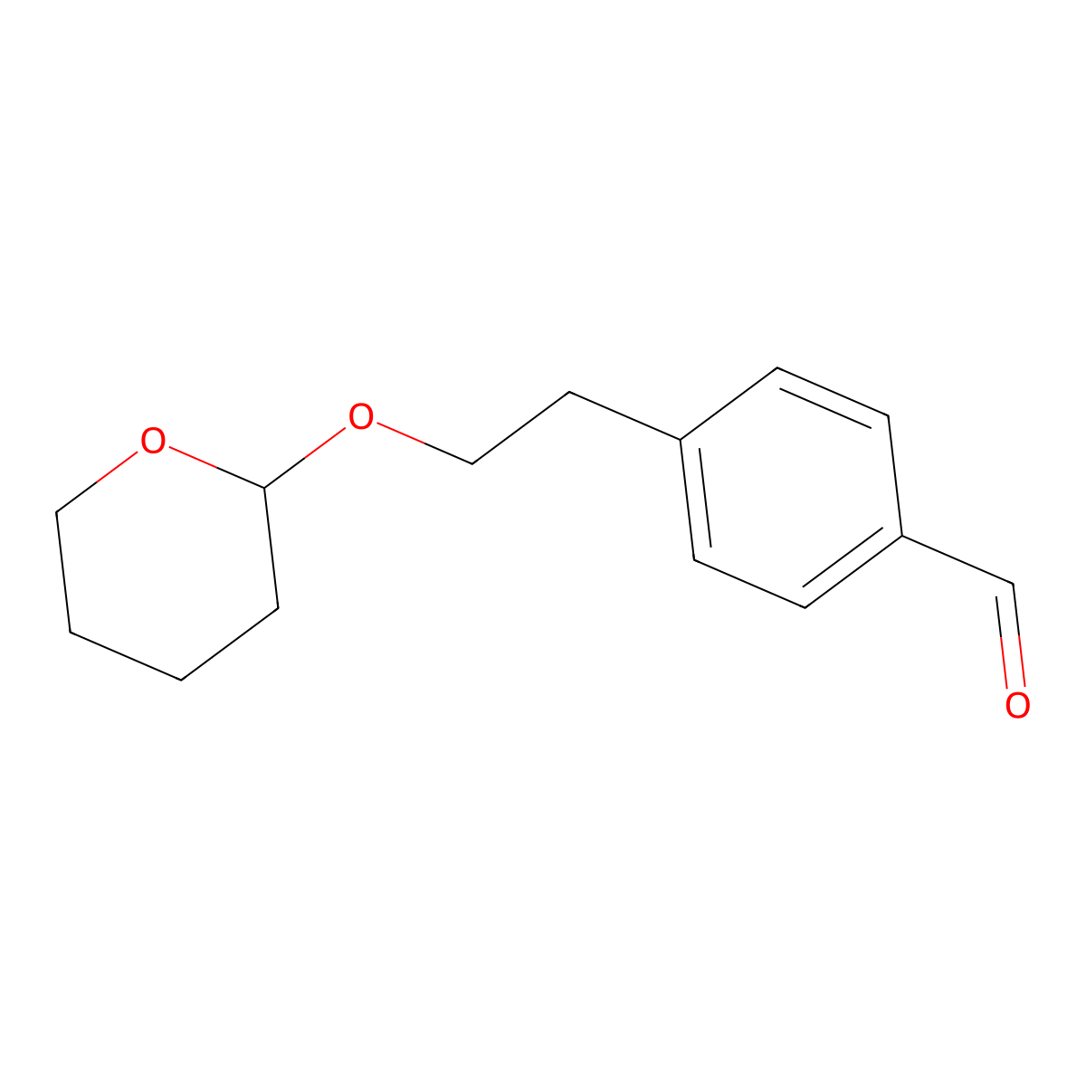 4-(2-((Tetrahydro-2H-pyran-2-yl)oxy)ethyl)benzaldehyde molecular structure, CAS 163164-46-3