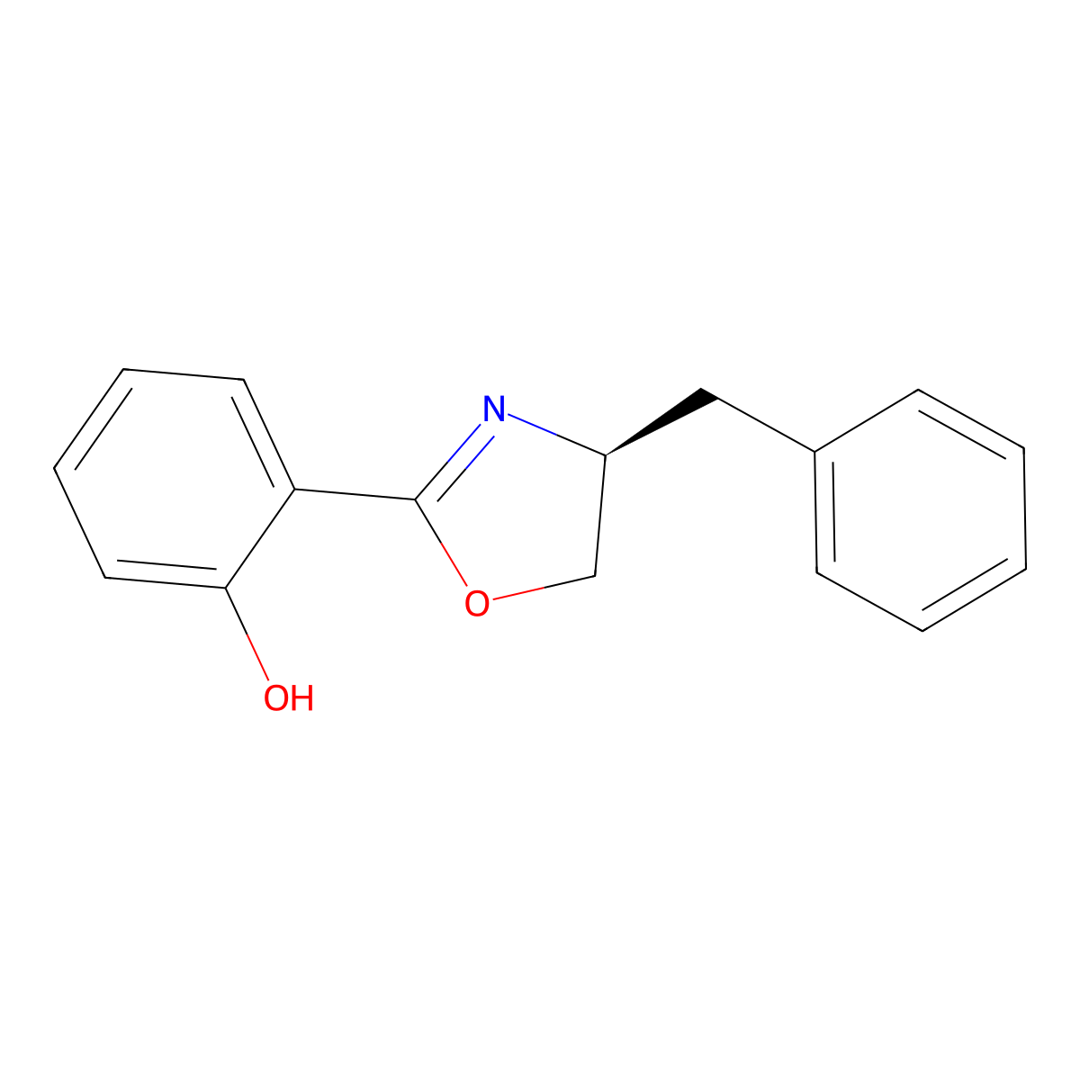(S)-2-(4-Benzyl-4,5-dihydrooxazol-2-yl)phenol molecular structure, CAS 163165-92-2