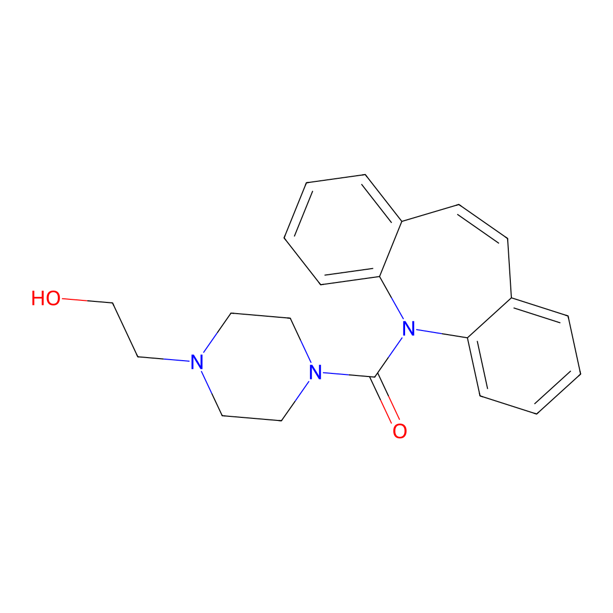 5H-Dibenz[b,f]azepin-5-yl[4-(2-hydroxyethyl)-1-piperazinyl]methanone molecular structure, CAS 16317-89-8