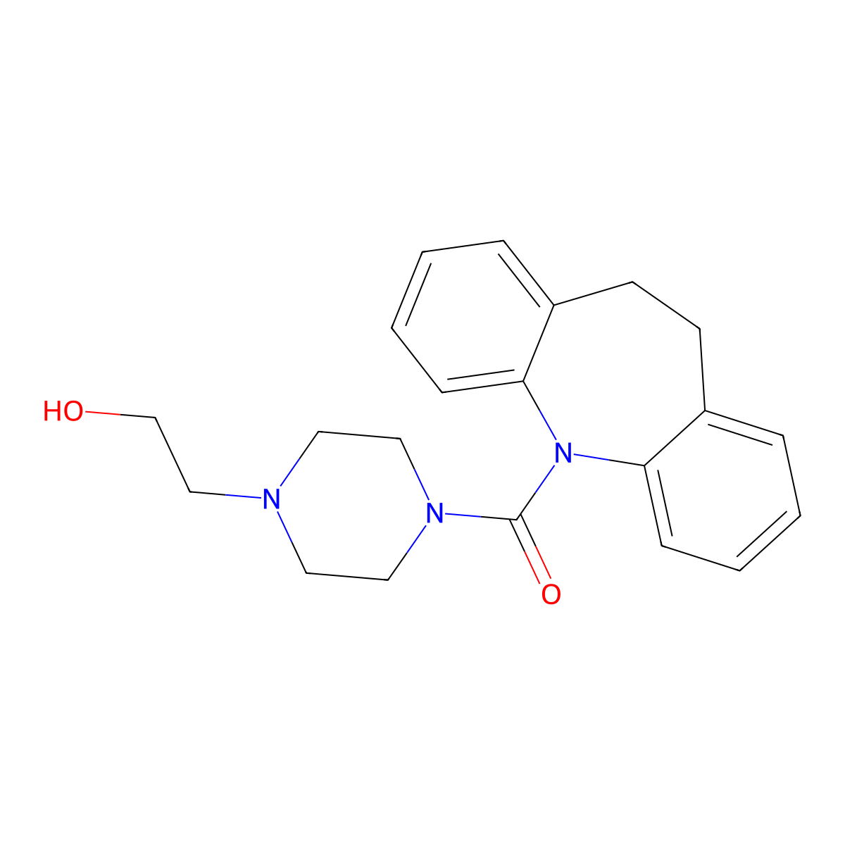 5,6-Dihydrobenzo[b][1]benzazepin-11-yl-[4-(2-hydroxyethyl)piperazin-1-yl]methanone molecular structure, CAS 16317-91-2