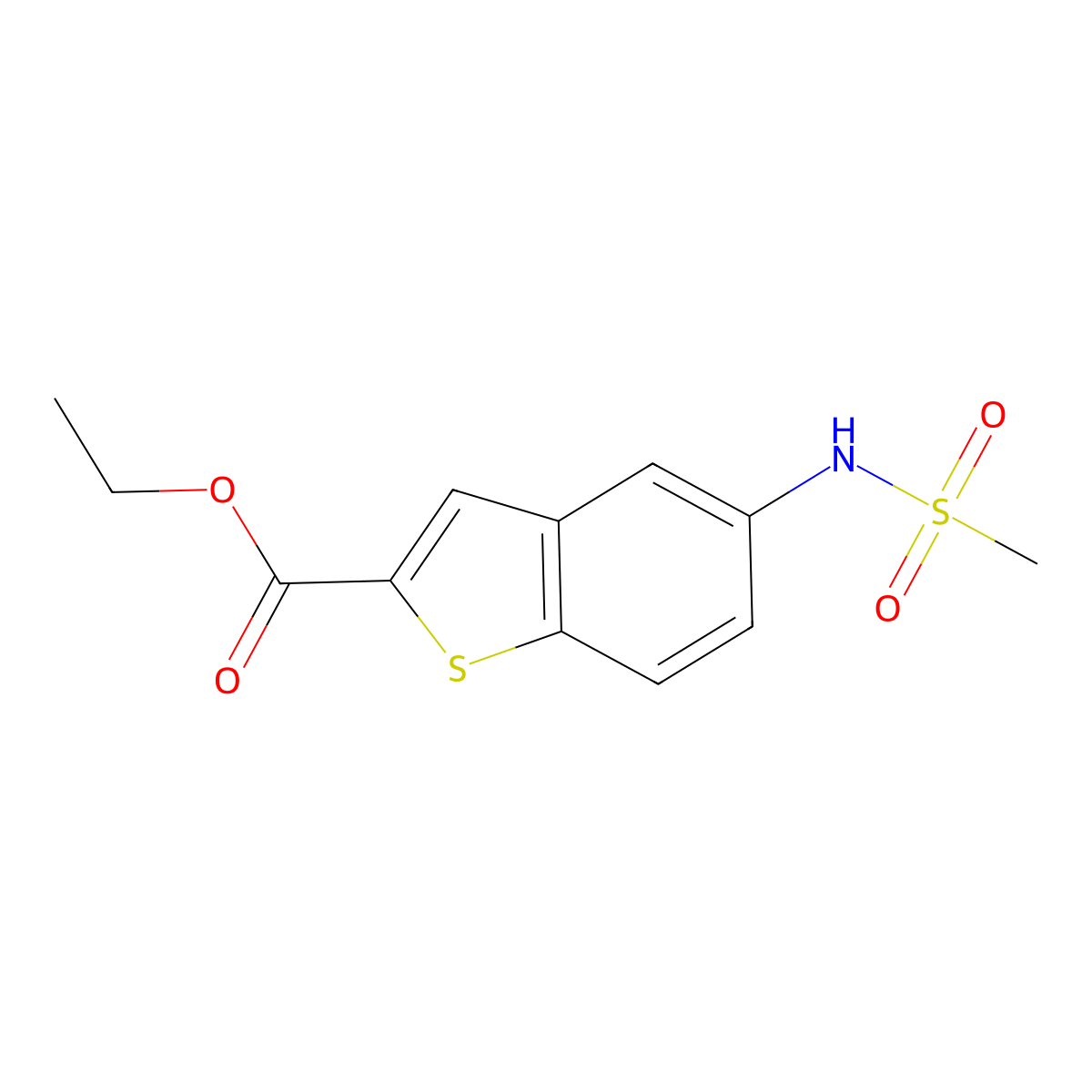 Ethyl 5-methanesulfonamido-1-benzothiophene-2-carboxylate molecular structure, CAS 1631712-98-5