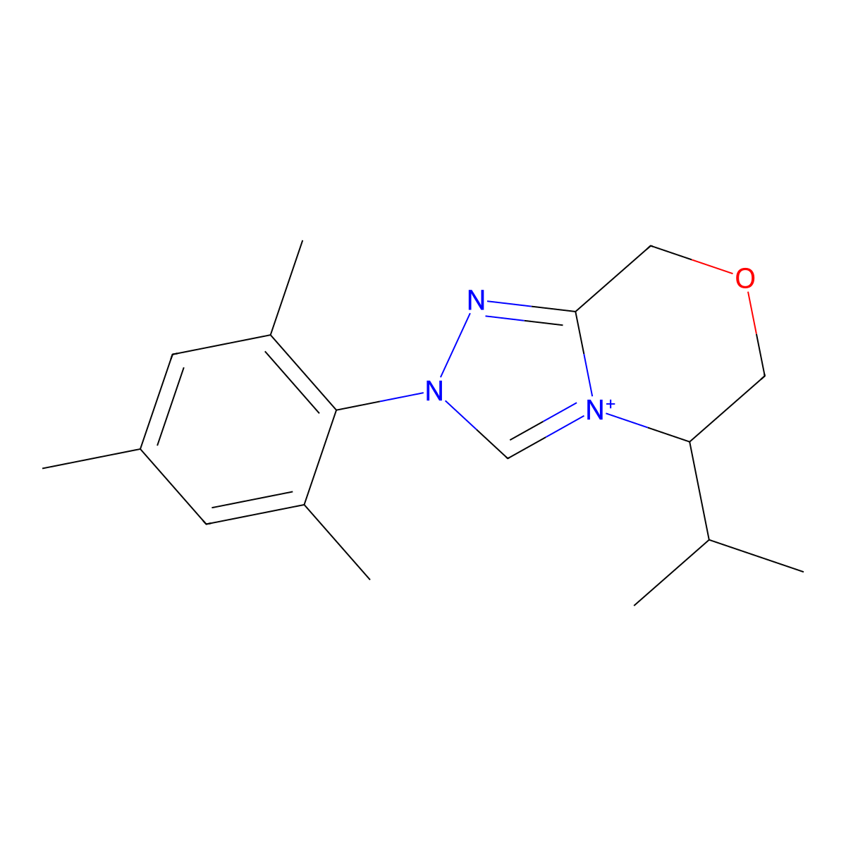 (S)-5-Isopropyl-2-mesityl-5,6-dihydro-8H-[1,2,4]triazolo[3,4-c][1,4]oxazin-2-ium molecular structure, CAS 1631733-83-9