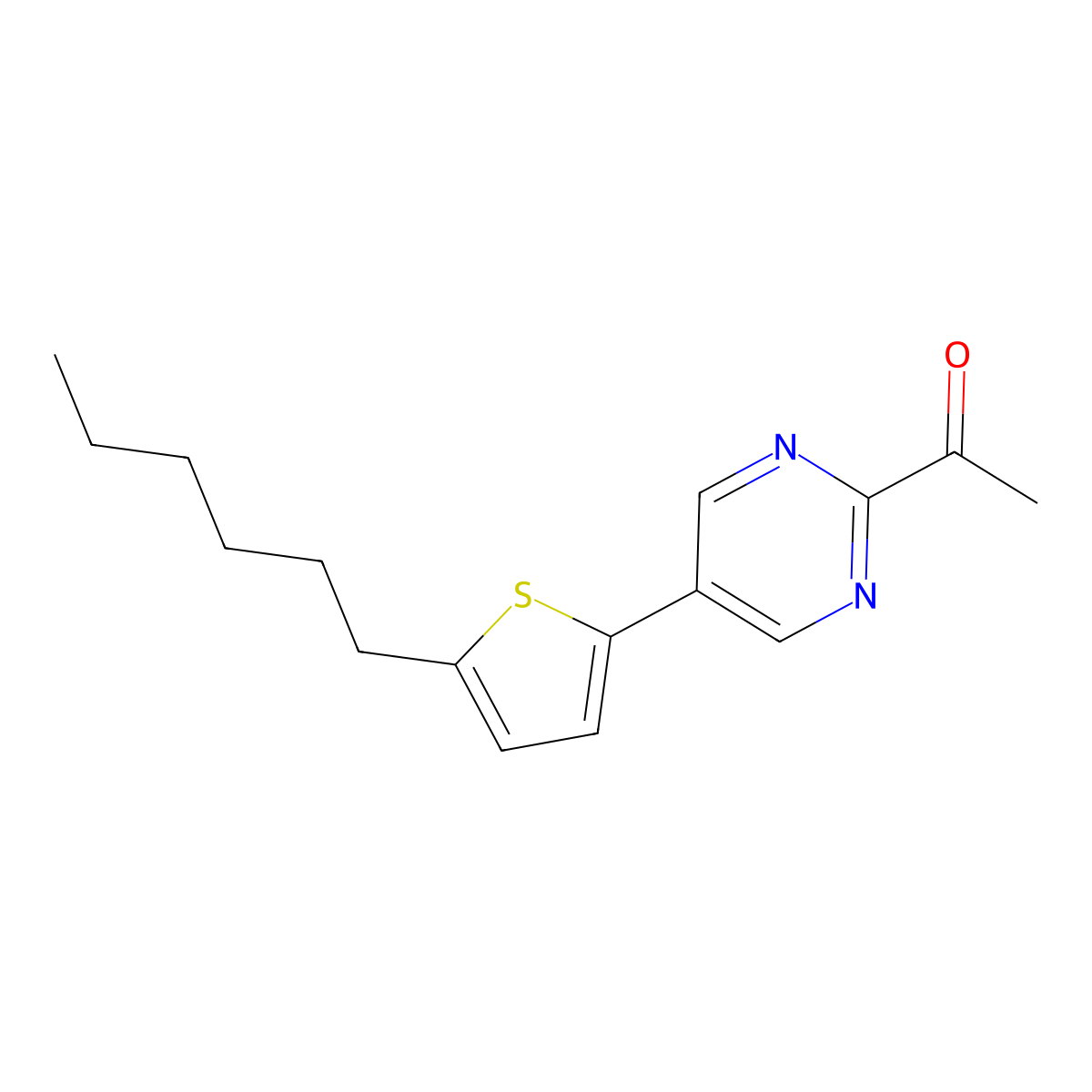 1-[5-(5-Hexyl-2-thienyl)-2-pyrimidinyl]ethanone molecular structure, CAS 1631735-28-8